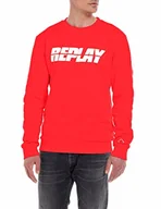 Bluzy męskie - Replay Bluza męska, 555 Poppy Red, XS - miniaturka - grafika 1
