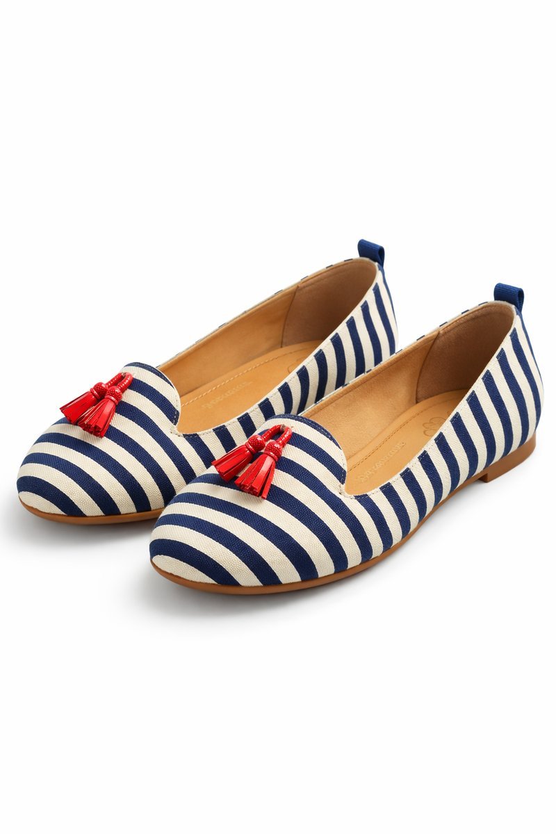 Chatelles Baleriny Granatowo-białe 39.5 14CA