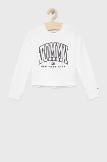 Bluzy damskie - Tommy Hilfiger bluza bawełniana dziecięca kolor biały z aplikacją - grafika 1