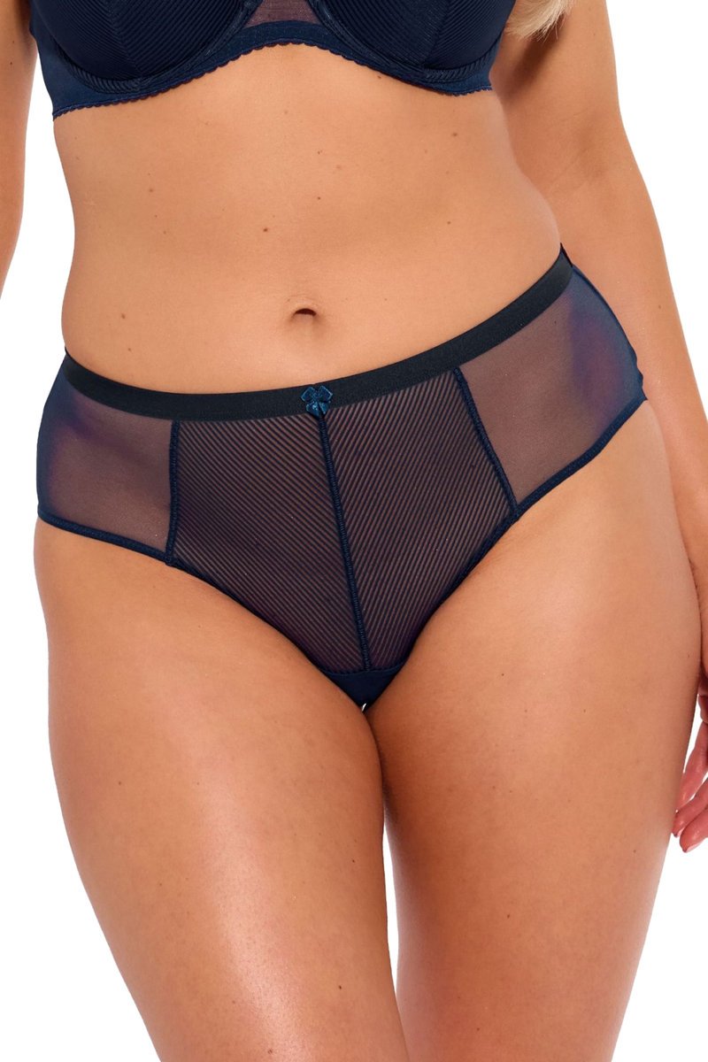 Figi damskie w delikatne paski Sonia 1058 granatowe XXL