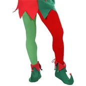 Dodatki do strojów karnawałowych - Rajstopy czerwono-zielone elfa xl - miniaturka - grafika 1