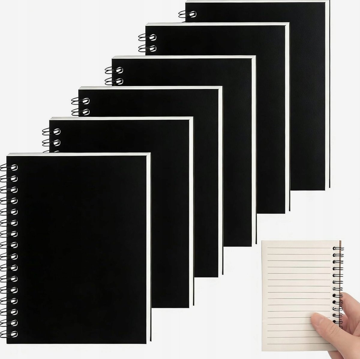 NOTESY 6 SZTUK A6 PAPIER GRUBY SPIRALA 360 STOPNI TRWAŁE DO NOTATEK