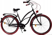 Rowery - Dallas Bike Rower Dallas Cruiser 28" 3spd Lady Alu - czarny z czerwonym - miniaturka - grafika 1