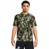 Koszulki sportowe męskie - Męska koszulka treningowa Under Armour UA Tech Abc Camo Ss - oliwkowa/khaki - UNDER ARMOUR - miniaturka - grafika 1