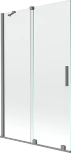 Mexen Velar parawan nawannowy 2-skrzydłowy rozsuwany 110 x 150 cm, transparent, gun metal - 896-110-000-01-95 - Parawany nawannowe - miniaturka - grafika 1