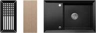 Zlewozmywaki - Zlewozmywak granitowy Kernau KGS Y 6078 1B1D Deep Black Darmowa dostawa od 99 zł! - miniaturka - grafika 1