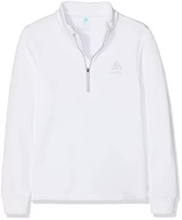 Bluzy dla chłopców - ODLO sweter midlayer 1/2 Zip Carve Kids Warm, biały, 128 541789 - grafika 1
