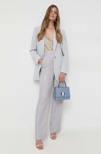 Patrizia Pepe spodnie damskie kolor szary proste high waist - Spodnie damskie - miniaturka - grafika 1