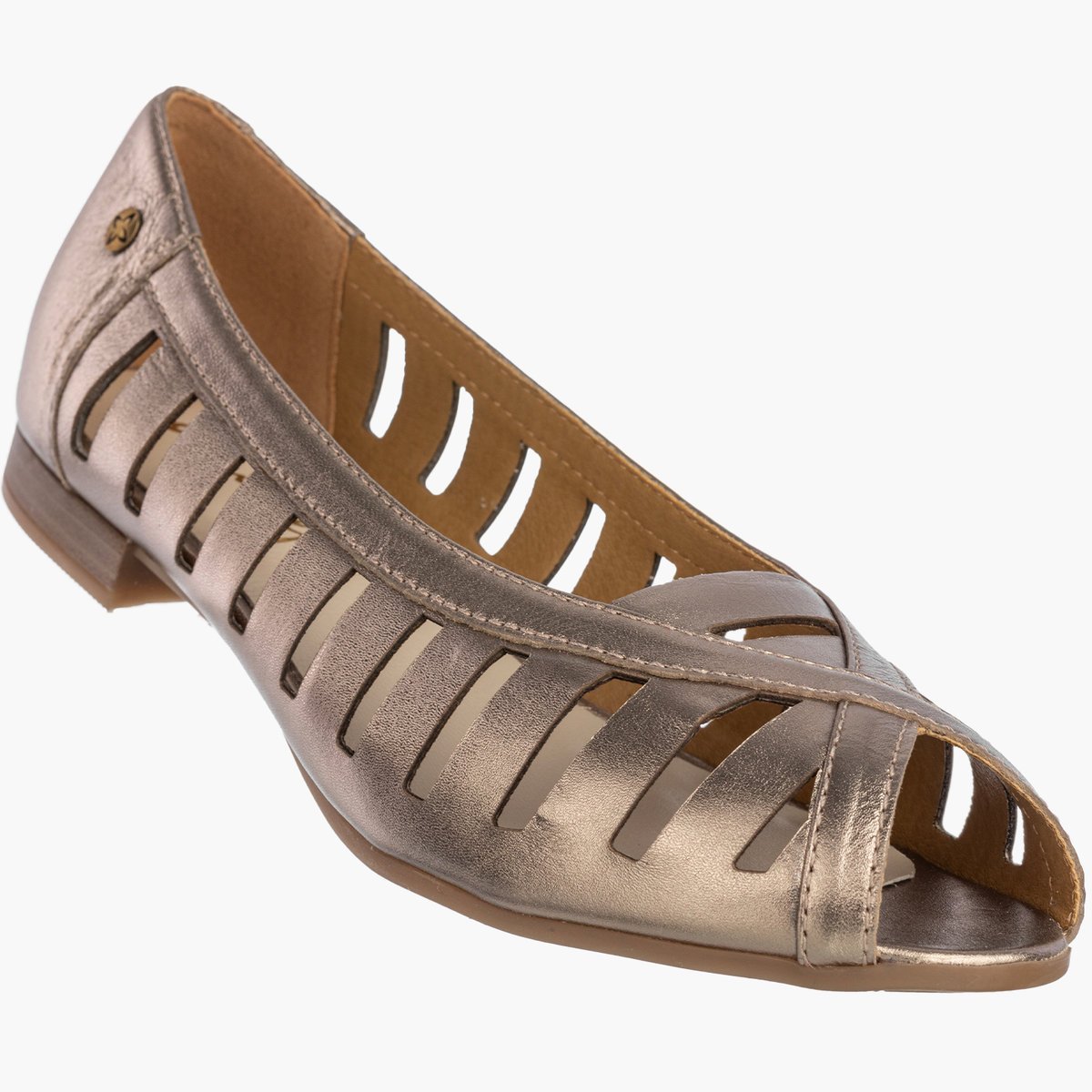 Baleriny Damskie Skórzane Buty Ażurowe Półbuty Złote Maciejka P7540-25/00-1 41