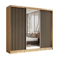 Szafy - AGMAT Nevada szafa z drzwiami przesuwnymi, Szafa z lustrem i 3 drzwiami, Nowoczesna szafa w kolorze: Artisan, Szafa w rozmiarze: 240 x 216 x 61 cm - miniaturka - grafika 1