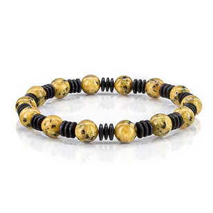 Bransoletka koraliki w kolorze żółtym EM 23 - EM Men's Accessories - Bransolety męskie - miniaturka - grafika 1