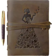 Notesy i bloczki - Notes Dziennik Skórzany Postarzany Vintage 20 X 15Cm Z Motywem Panny Młodej - miniaturka - grafika 1