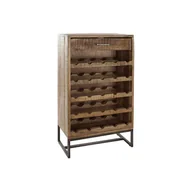 Pozostałe akcesoria barmańskie - Emaga Stojak na Butelki DKD Home Decor Czarny Metal Brązowy Drewno akacjowe (60 x 32 x 107 cm) - miniaturka - grafika 1