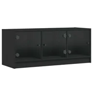 Szafki RTV - vidaXL Szafka pod telewizor ze szklanymi drzwiami czarna 102x37x42 cm - miniaturka - grafika 1