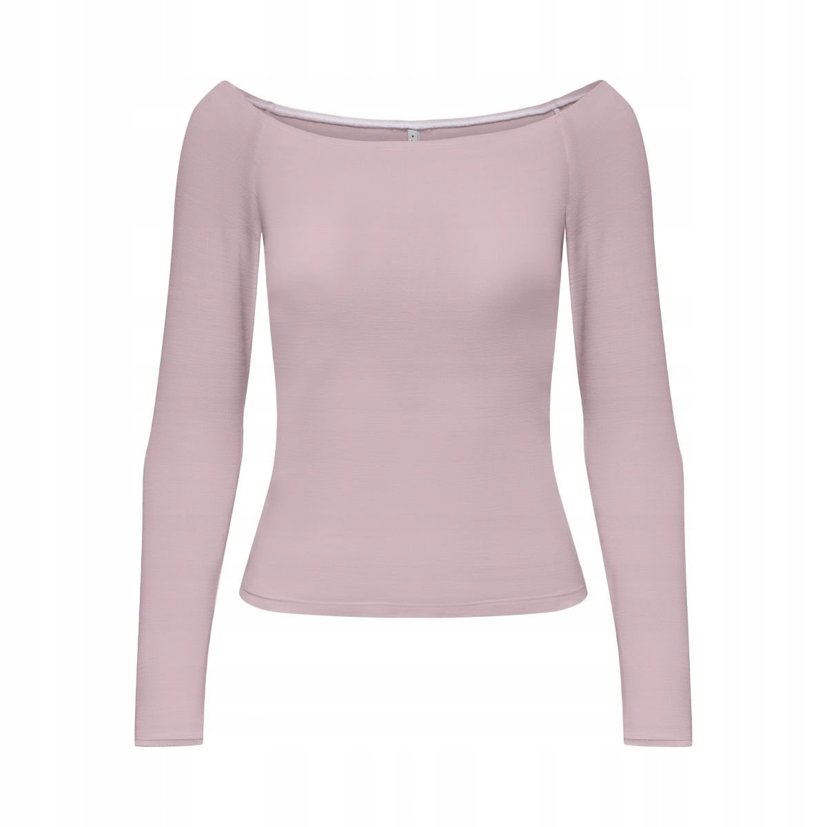 ONLY RÓŻOWA BLUZKA Z DŁUGIM RĘKAWEM I DEKOLTEM ŁÓDKA L J5E