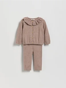 Reserved - Dzianinowy komplet z falbanką - jasnofioletowy - Komplety dla niemowląt - miniaturka - grafika 1