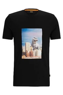 BOSS TeFragile męski T-shirt z bawełnianego dżerseju z dziełem nowego sezonu, czarny 2, 3XL - Koszulki męskie - miniaturka - grafika 1