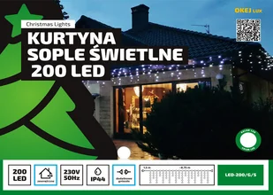 Kurtyna sople LED 8,75 m 200 LED OLED-200/G/S/M, barwa wielokolorowa - Pozostałe oświetlenie - miniaturka - grafika 1