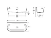 Wanny - Roca Raina Wanna przyścienna kompozytowa Stonex ® 170x75 cm biała A248668000 - miniaturka - grafika 1
