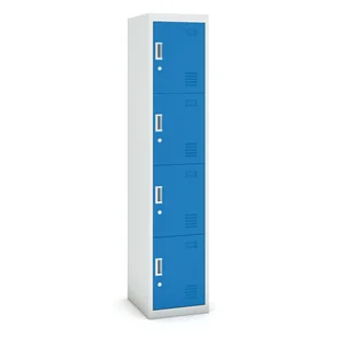 B2B Partner Szafka szatniowa 4-drzwiowa, zamek cylindryczny, 1800 x 380 x 450 mm, szara/niebieska CY-019 RAL7035/5012 - Szafki BHP - miniaturka - grafika 1
