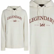 Bluzy męskie - Lee LEGENDARY HOODIE Ecru KREMOWA BLUZA Z KAPTUREM NADRUK LOGO REGULAR XL - miniaturka - grafika 1
