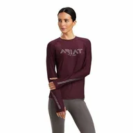 Koszulki jeździeckie - Ariat Bluzka funkcyjna LUMINA TEE damska - mulberry - miniaturka - grafika 1