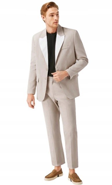SHEIN GARNITUR MĘSKI BEŻOWY GŁADKI CASUAL XL Ł2F