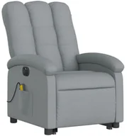 Fotele - Jasnoszary fotel masujący z podnóżkiem A2-M34 - miniaturka - grafika 1