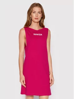 Sukienki - Calvin Klein Swimwear Sukienka letnia KW0KW01776 Różowy Regular Fit - grafika 1