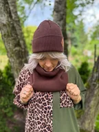 Apaszki i szaliki damskie - Bawełniany mały komin Brąz - miniaturka - grafika 1