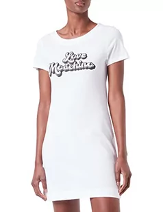 Love Moschino Sukienka damska Jersey z nadrukiem Bubble Print. Sukienka, biały/czarny, 48 - Sukienki - miniaturka - grafika 1