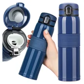 Kubki termiczne - Kubek termiczny Termos do pracy biura samochodu na wycieczkę do szkoły 0,5L granatowy Uzspace - miniaturka - grafika 1