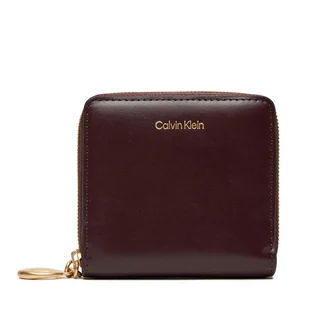 Mały Portfel Damski Calvin Klein Hardware Square Zip Around LV04F1044G Bordowy - Portfele - miniaturka - grafika 1