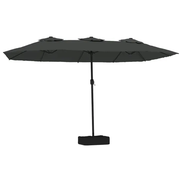 Podwójny Parasol Ogrodowy z LED, Antracytowy, 449x265x245 cm