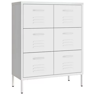 shumee Szafka z szufladami biała 80x35x101,5 cm stalowa - Szafki do salonu - miniaturka - grafika 1