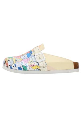 DOGO Damskie wegańskie skórzane kapcie - Stunning Sunset Motif-40, beżowy, 40 EU