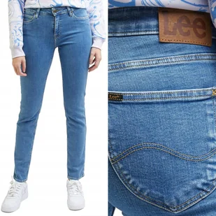 Lee ELLY SLIM Shredder Blue DOPASOWANE PROSTE ELASTYCZNY DżINS W32 L31 - Spodnie damskie - miniaturka - grafika 1