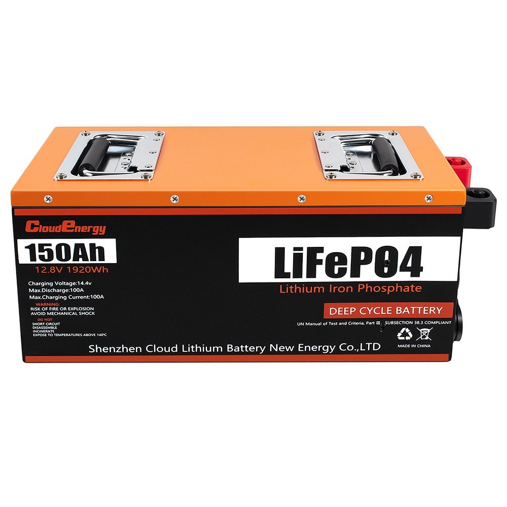 Cloudenergy 12V 150Ah LiFePO4 Battery Pack, 1920Wh energii, 6000+ cykli, wbudowany 100A BMS