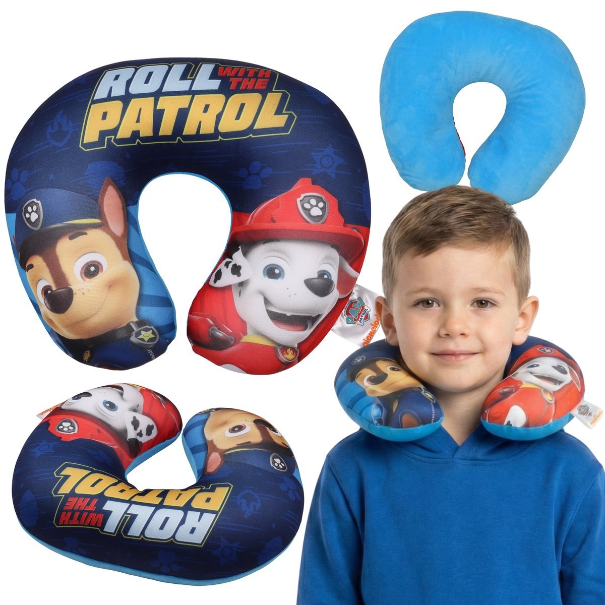 Psi Patrol Chase Marshall Poduszka podróżna, ROGAL na szyję DO SAMOLOTU, zagłówek do auta 26x30cm