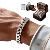Bransolety męskie - PEŁNA Bransoletka Srebrna Męska Pancerka SREBRO 925 Gruba 8mm DIAMENTOWANA - miniaturka - grafika 1