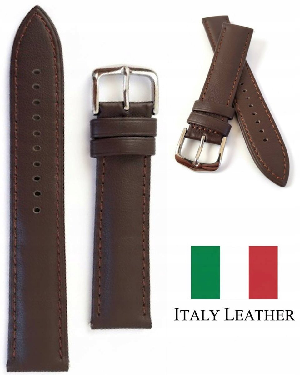 PASEK DO ZEGARKA 20MM BRĄZ GŁADKI SKÓRZANY UNIWERSLANY TELESKOPY KOLORY