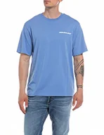 Koszulki męskie - Replay T-shirt męski z krótkim rękawem z dżerseju, 961 Sky Blue, XXL - miniaturka - grafika 1