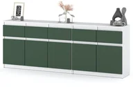 Komody - Komoda Biała Mat Szafka Pojemna 240cm 6 Szuflad Nowoczesna Butelkowa Zieleń - miniaturka - grafika 1