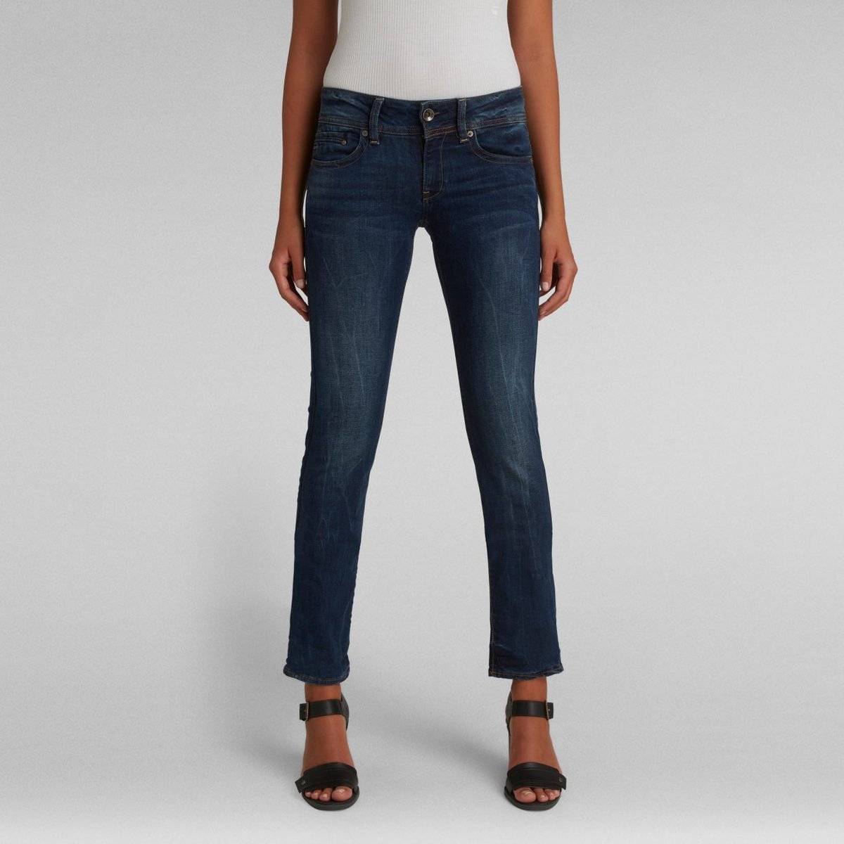jeansy damskie g-star d02153 6553 midge straight 89 dk aged