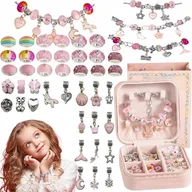 Prace ręczne dla dzieci - Zestaw Do Tworzenia Biżuterii BRANSOLETKI NASZYJNIKI Z ELEGENCKĄ SZKATUŁKĄ - miniaturka - grafika 1