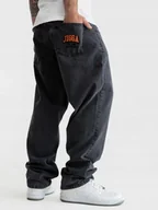 Spodnie męskie - Spodnie Jeansowe Baggy Męskie Szerokie Premium Jigga Wear Czarne Sprane L - miniaturka - grafika 1