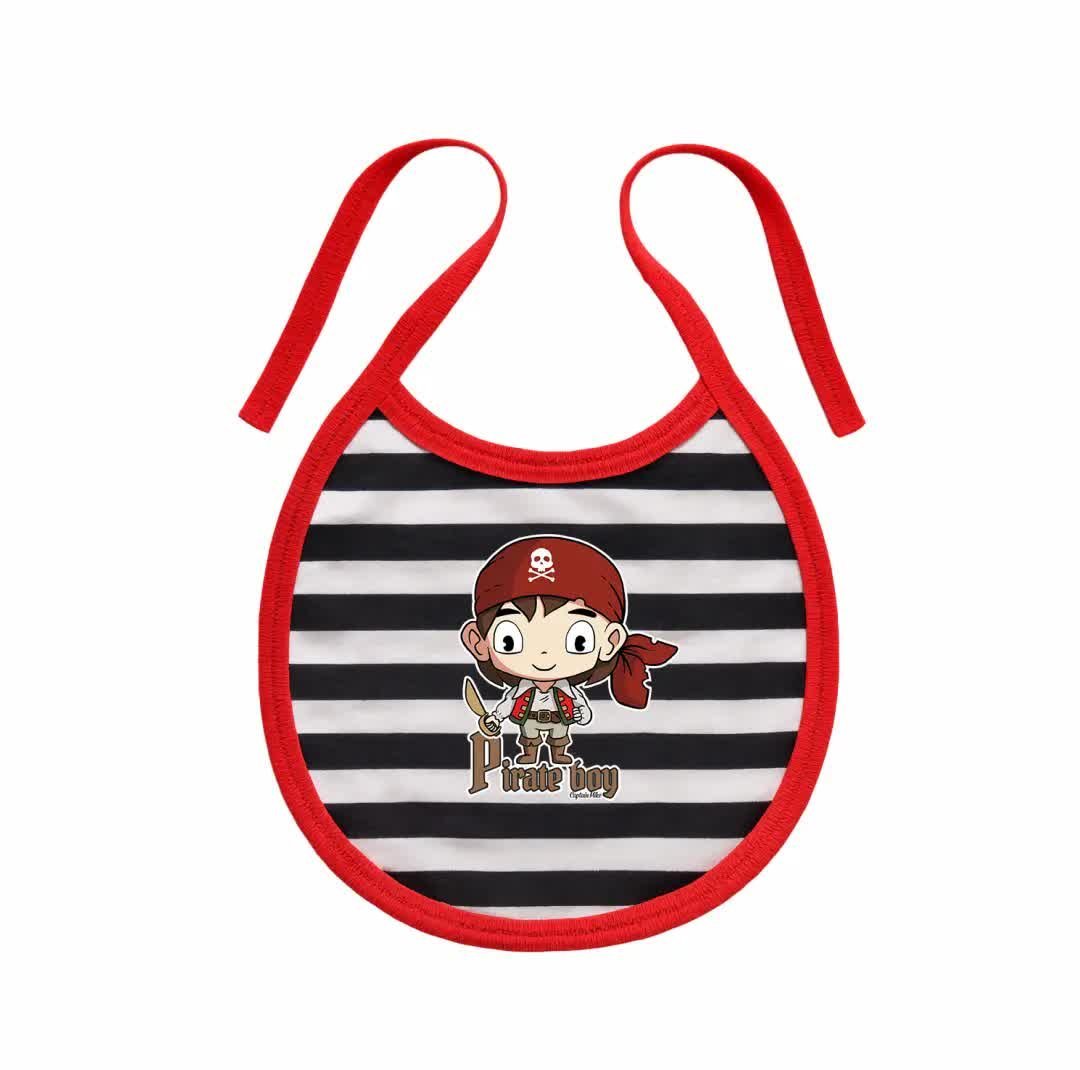 Śliniak dziewczęcy BAWEŁNIANY w paski czerwony wiązany Captain Mike