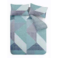 Pościel - Zielononiebieska pościel jednoosobowa 135x200 cm Larsson Geo – Catherine Lansfield - miniaturka - grafika 1
