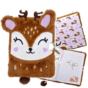 Pamiętnik z kłódką 3D włochacz A5 96k Deer - Szkolne artykuły papiernicze - miniaturka - grafika 1