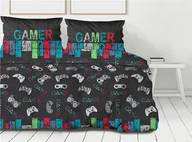 Pościel - Pościel 220x200 Gamer Over grafitowa kolorowa pady dla gracza Premium Bielbaw 1 - miniaturka - grafika 1